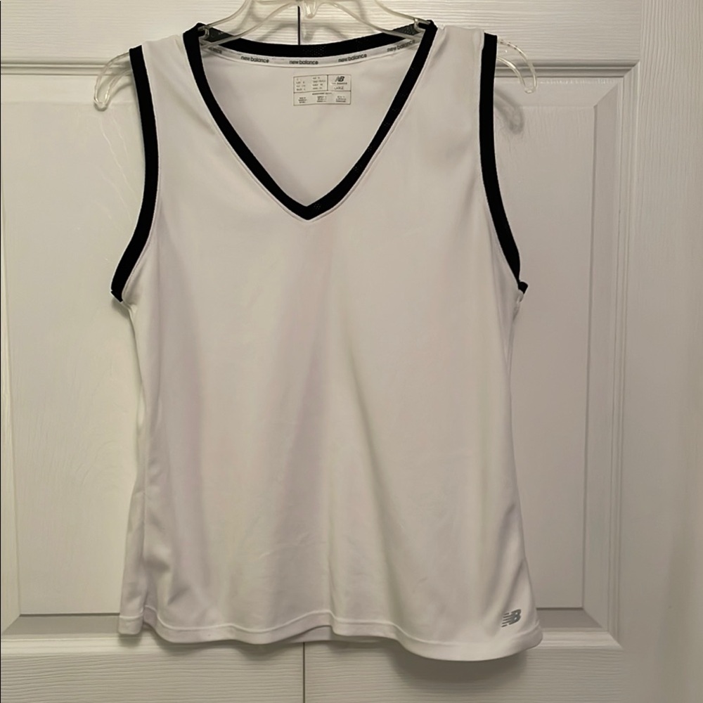 New Balance Black & White Athletic Tank Top with Lightning Dry Large